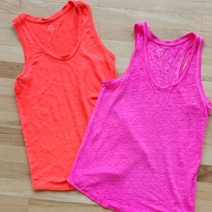 J. Crew Neon Pink and Orange Tank Tops